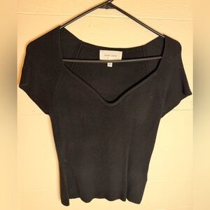 Dear John Heart-Shaped Bodice Ribbed Short Sleeve Top